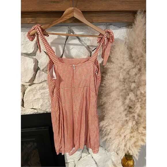 SAGE the label red and white plaid mini dress tie straps size M - Picture 2 of 5